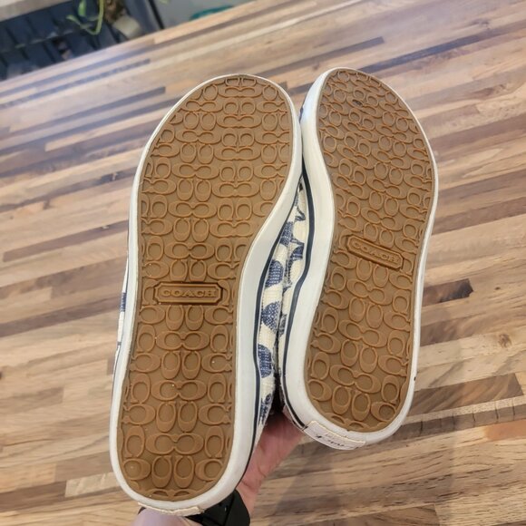 Coach Keeley Signature C Logo Canvas Slip On Sneakers White/Blue - Picture 9 of 11